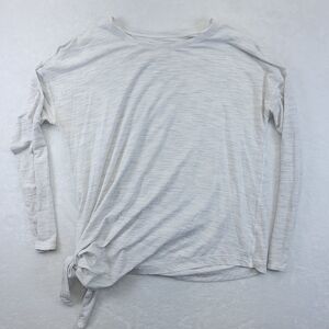 Lululemon Women's Shirt Size M Gray White Heathered Side Tie Pima Cotton Blend
